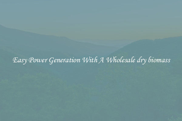 Easy Power Generation With A Wholesale dry biomass