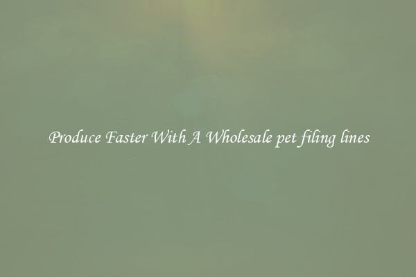 Produce Faster With A Wholesale pet filing lines