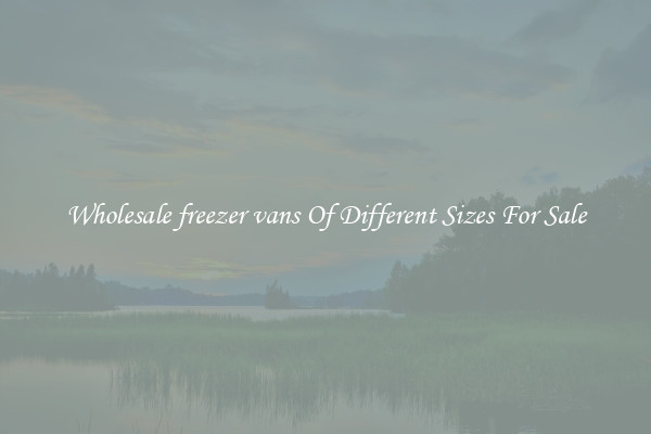 Wholesale freezer vans Of Different Sizes For Sale