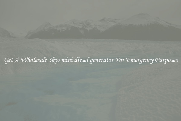 Get A Wholesale 3kw mini diesel generator For Emergency Purposes